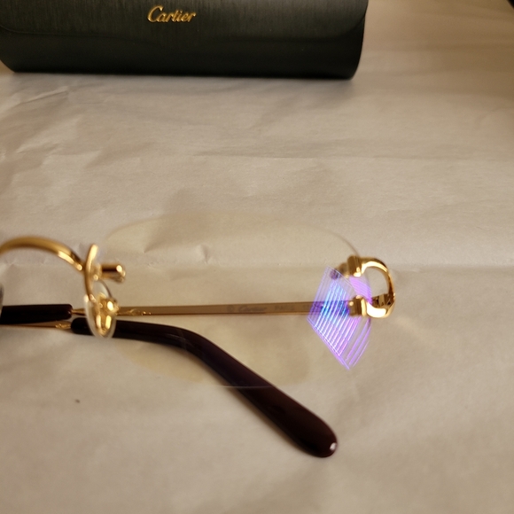 Cartier Signature C Rimless Gold Toned 56MM Rectangular Eyeglasses - Picture 7 of 10